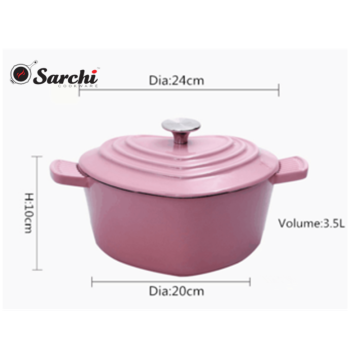 Enameled cast iron cooking pot with special heart-shaped